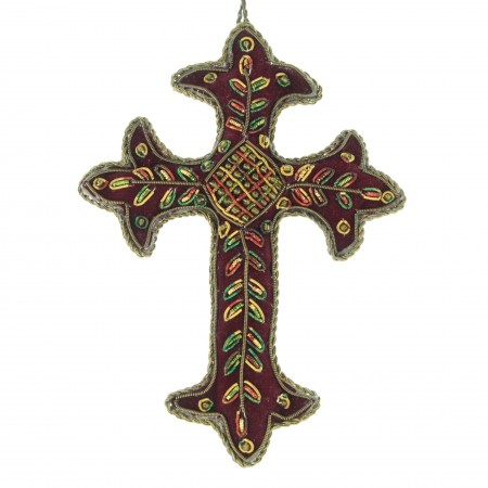 Croix murale en tissu avec...