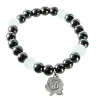 Hematite and coloured pearl bracelet with medal of the Apparition of Lourdes