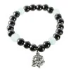 Hematite and coloured pearl bracelet with medal of the Apparition of Lourdes