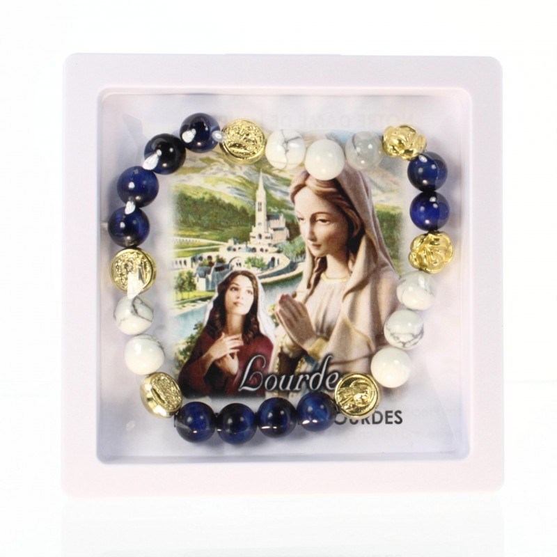 Bracciale della Madonna di Lourdes con pietre semipreziose