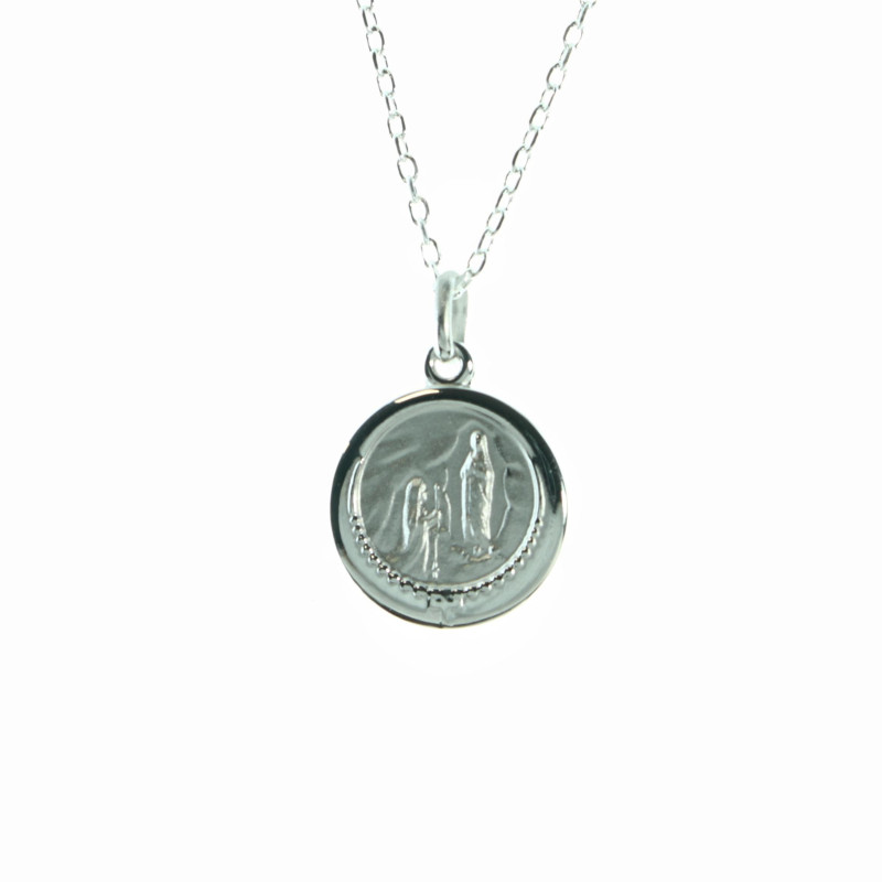 Parure Médaille Vierge Miraculeuse Ovale Argentée 20 mm et chaîne 50 c Parure Médaille Vierge Miraculeuse Ovale Argentée 20 mm et chaîne 50 c