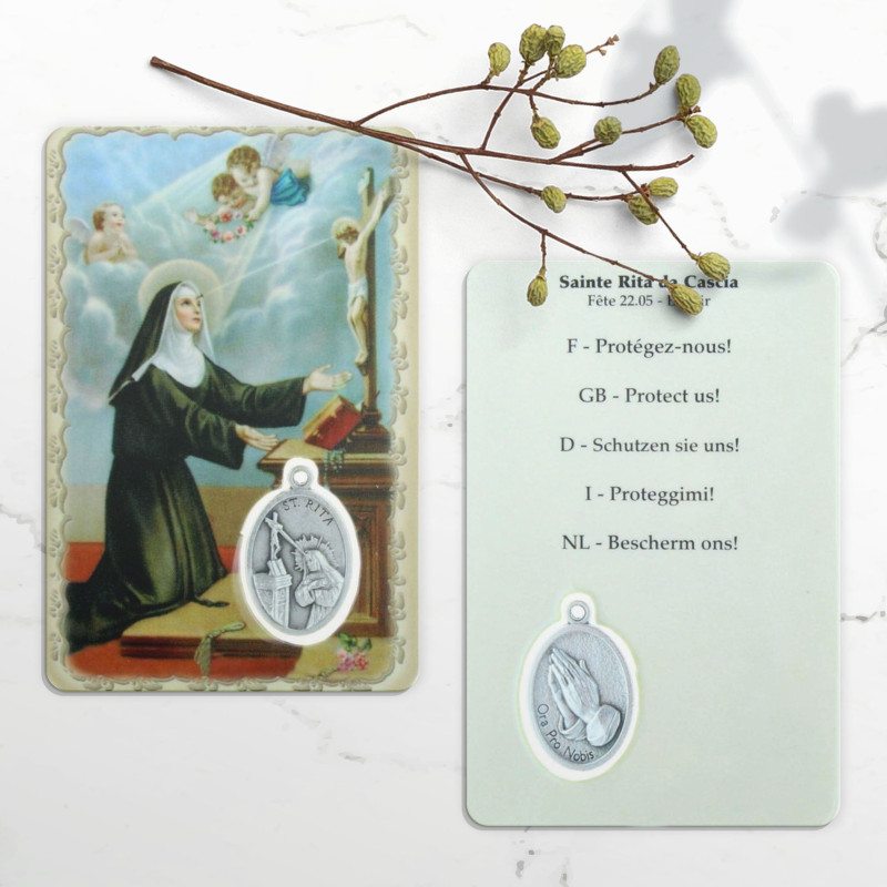 Médaille Religieuse Ronde Saint Martha (Sainte Marthe) En Argent Fin - Occasion En Bel état