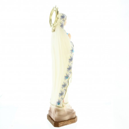 Statue de 21cm résine de Notre Dame de Lourdes avec un manteau de fleurs