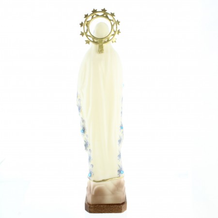 Statue de 21cm résine de Notre Dame de Lourdes avec un manteau de fleurs