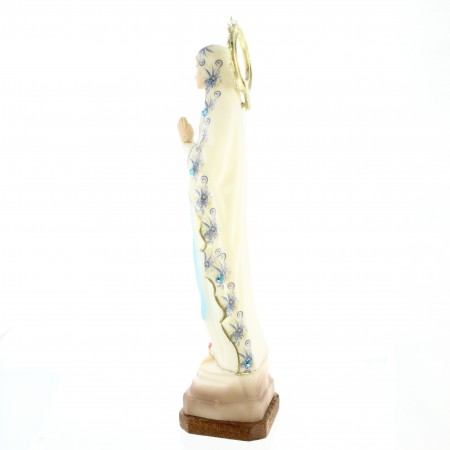 Statue de 21cm résine de Notre Dame de Lourdes avec un manteau de fleurs