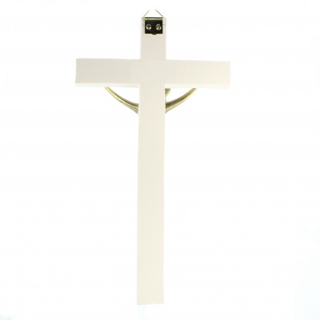 Crocifisso bianco e Cristo dorato in resina da 23 cm