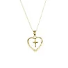 Pendentif en Plaqué Or d'une Croix dans un Coeur avec des strass