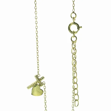 Collier en Plaqué Or Croix et Coeur