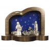 Natività presepe in legno con Sacra Famiglia in metallo 11cm