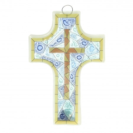 Croce religiosa in vetro colorato 8x12cm