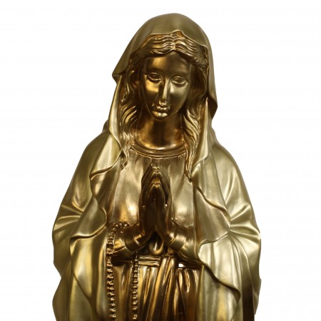 Statue Notre Dame de Lourdes dorée en résine 80 cm
