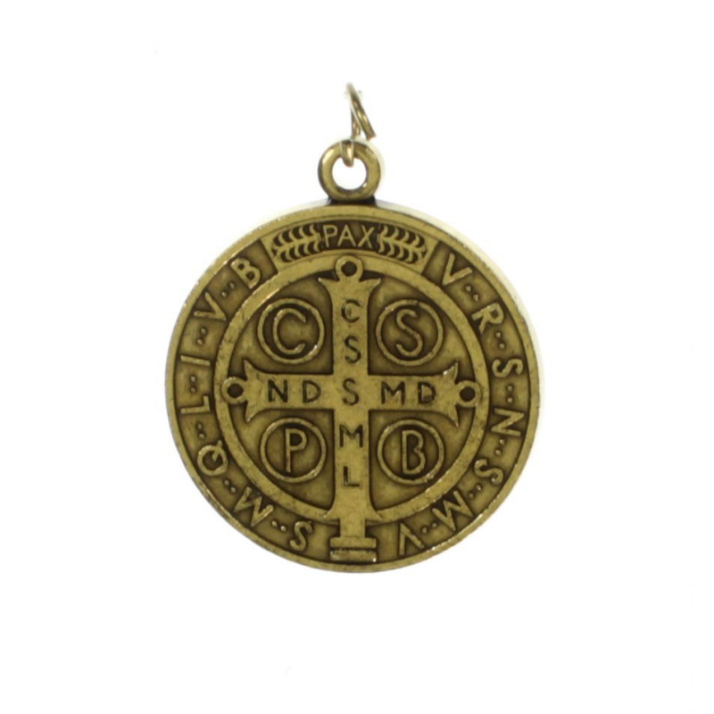 Médaille De Saint Benoît En Argent 32mm - Avec Anneau Exorcisme GTBITALY