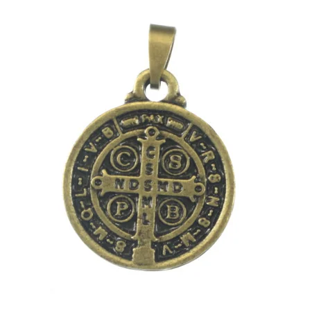 Médaille de Saint Benoit en métal imitation bronze 18mm