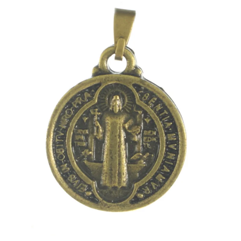 Médaille de Saint Benoit en métal imitation bronze 18mm