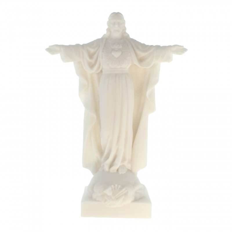 Statua in alabastro bianco del Sacro Cuore di Gesù 20cm