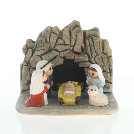 Mini Crèche De Noël Portable En Métal - Figurines Sainte Famille, Moutons, Jésus En Résine - Déco De Bureau Ou Cadeau Spiritualité