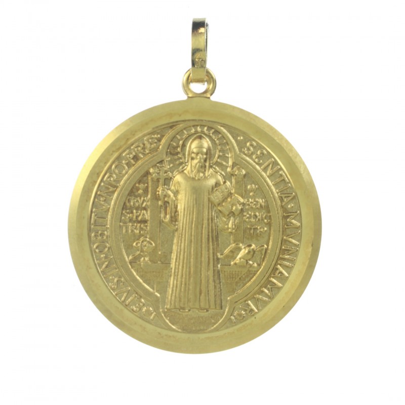 Medaglia di San Benoit in oro 9 carati 25mm
