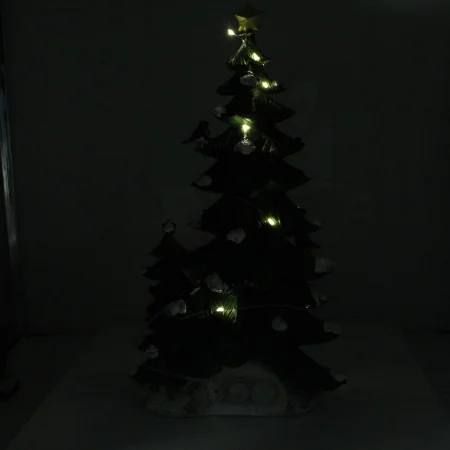 Statua di Angeli e Albero di Natale Luminoso in Resina 36cm