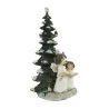 Statua di Angeli e Albero di Natale Luminoso in Resina 36cm