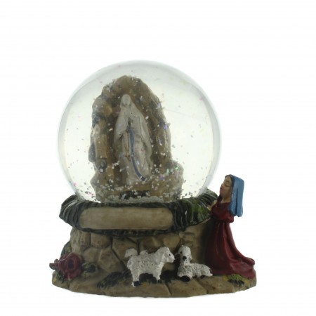 Boule à neige de Notre Dame de Lourdes avec Bernadette de 9,5cm
