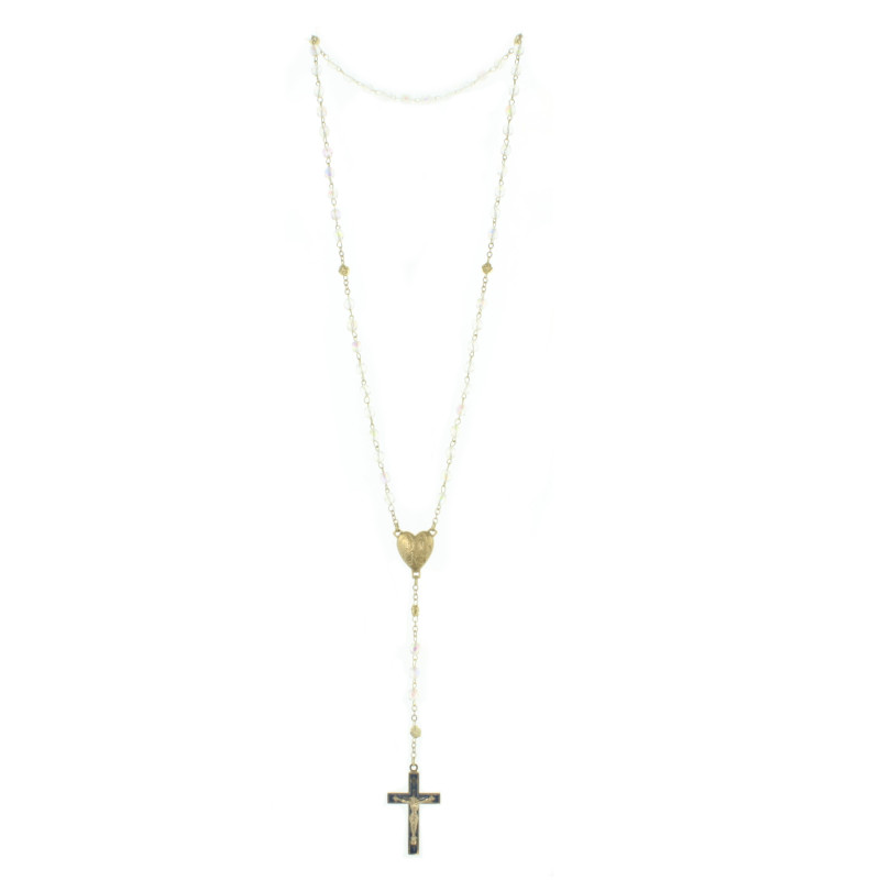 Chapelet Pour Rétroviseur Voiture - Doré, Avec Vierge Marie Et Crucifix - Décoration Intérieure Cadeau