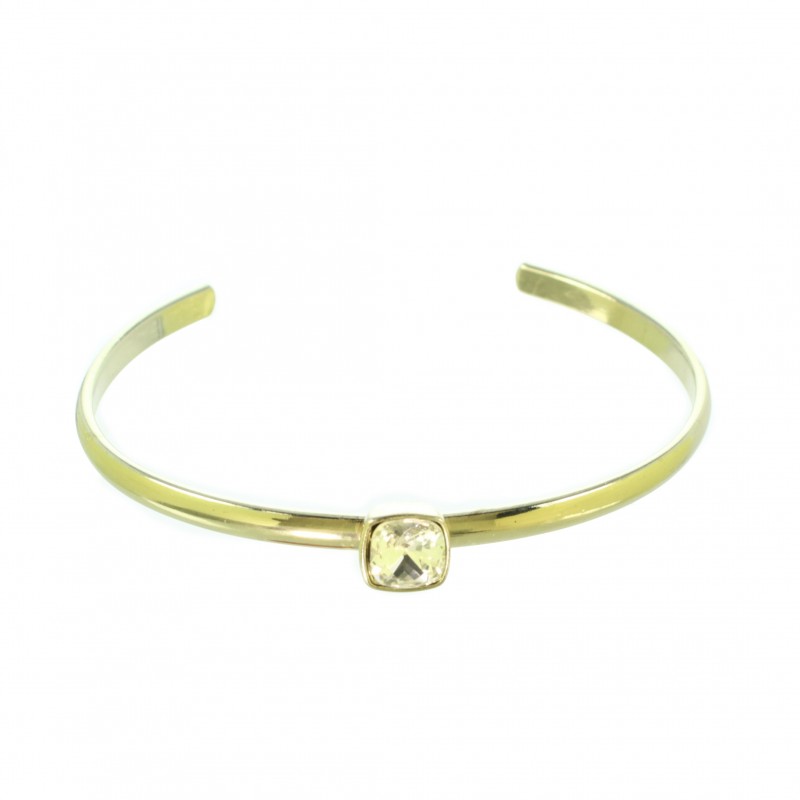 Bracciale rigido dorato con pietra simil diamante