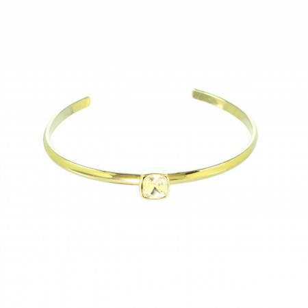 Bracciale rigido dorato con pietra simil diamante