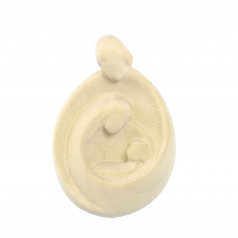 Applique miniature de la Sainte Famille en bois de 5cm en boite cadeau