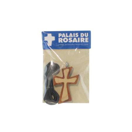 Collier avec Croix en bois d'érable deux tons