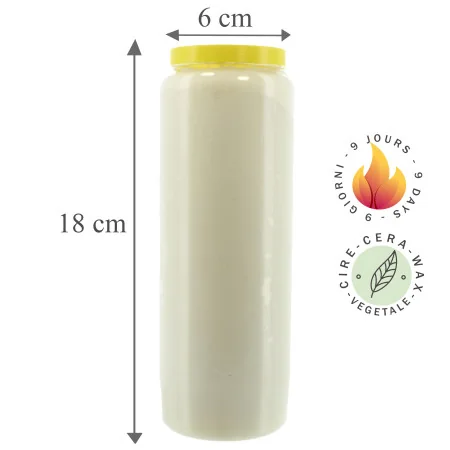 3 candele bianche da novena in cera vegetale