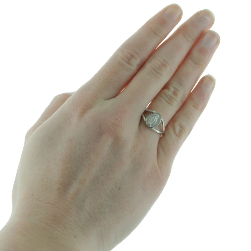 Alliance-Bague Chapelet Avec Médaille Vierge Miraculeuse – Bijou Religieux En Argent Diamètre 17 Mm - 2