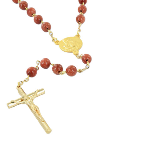 Rosario in pietra Goldstone...
