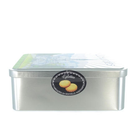 Confezione regalo, scatola per biscotti con vista Basilica di Lourdes 210 g di biscotti Sablés