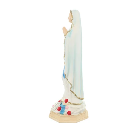 Statua di Nostra Signora di Lourdes con 2 medaglie in resina 15 cm