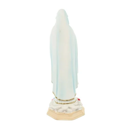Statua di Nostra Signora di Lourdes con 2 medaglie in resina 15 cm