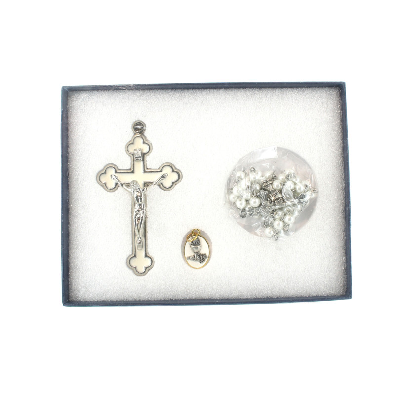 Chapelet De Rétroviseur Avec Saint Christophe - Argent - Porte-Bonheur Pour Conducteurs