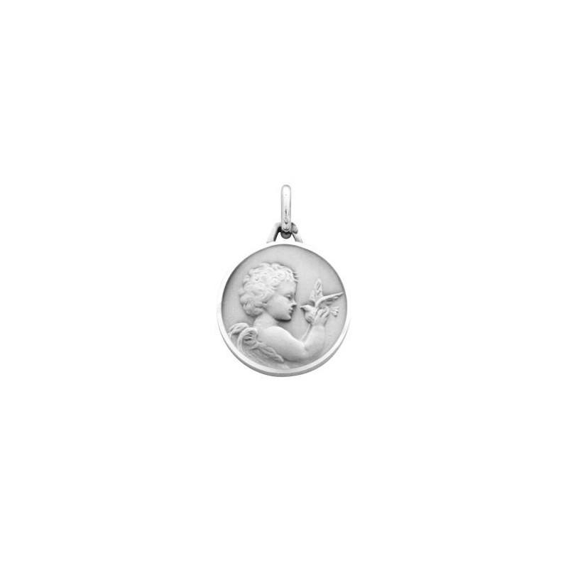 Médaille en argent d'un Ange avec une Colombe 16mm
