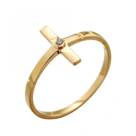 Bague Plaqué Or avec une croix et un zircon