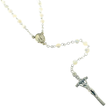 Mother of Pearl Rosary with Pastoral Cross and Heart of the Apparition of Lourdes