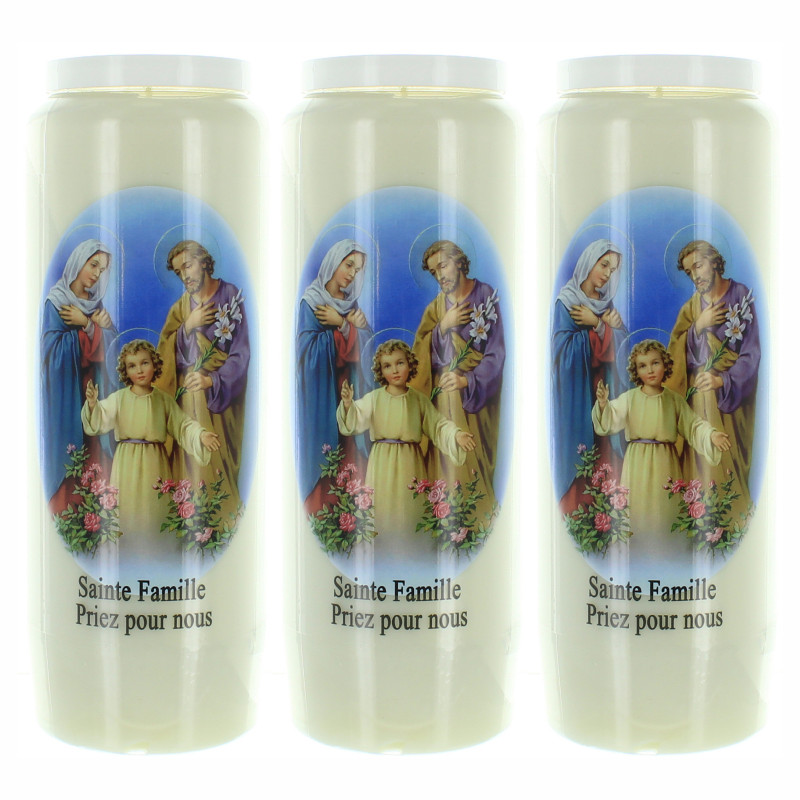 Lot de 3 Bougies de neuvaine Sainte Famille