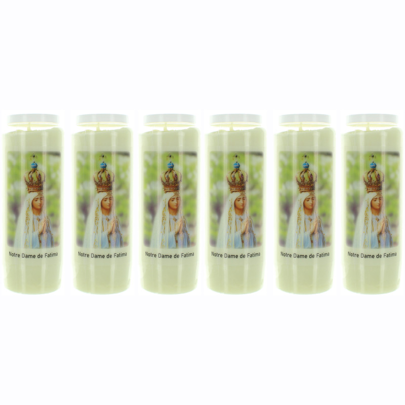 Set di 6 candele Novena Nostra Signora di Fatima - 17,5cm