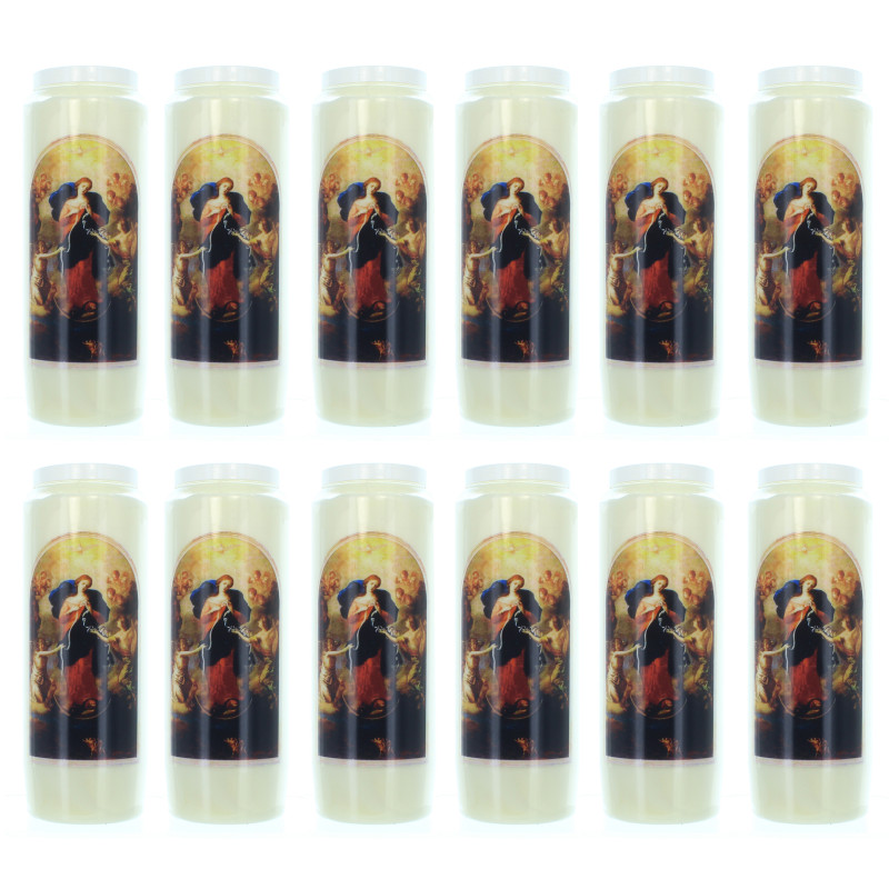 Set di 12 candele Novena di Madonna che Scioglie I Nodi 17,5 cm