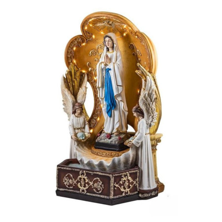 Fontana della Madonna di Lourdes con angeli e luce