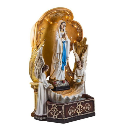 Fontana della Madonna di Lourdes con angeli e luce