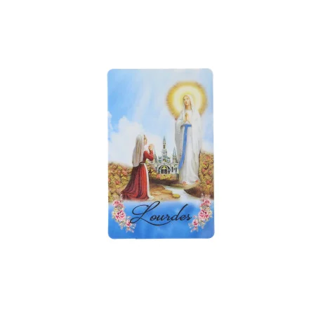 Chapelet dizainier de Saint Christophe pour voiture avec carte de l'Apparition de Lourdes et de Saint Christophe