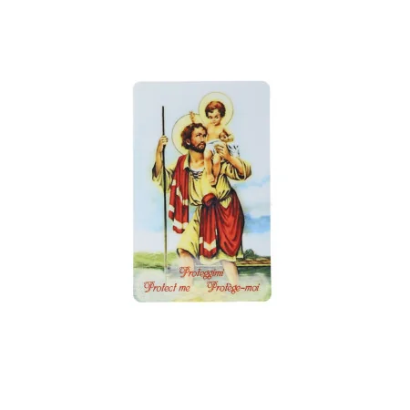 Chapelet dizainier de Saint Christophe pour voiture avec carte de l'Apparition de Lourdes et de Saint Christophe