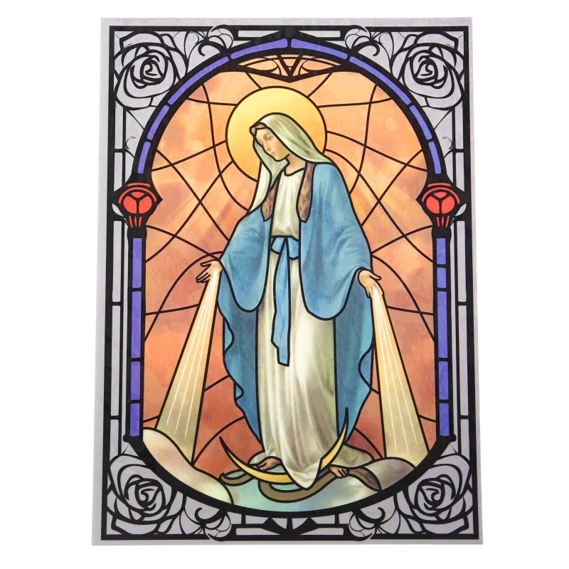 Decorative film for windows featuring the Miraculous Virgin