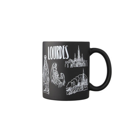 Mug Noir de Lourdes avec un...