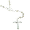 Chapelet de Lourdes en verre blanc avec croix trilobée