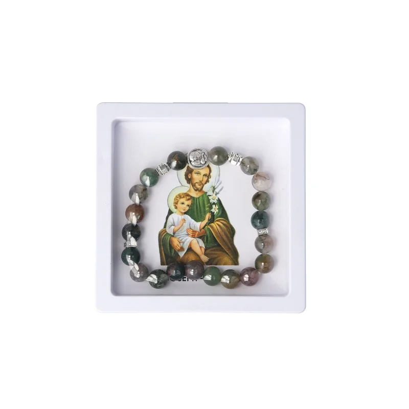 St. Joseph stone bracelet with display box
